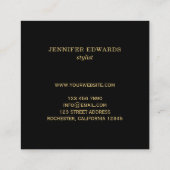 Carte De Visite Carré Or moderne et professionnel chic élégant noir (Dos)