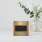 Carte De Visite Carré Or moderne et professionnel chic élégant noir (Debout devant)