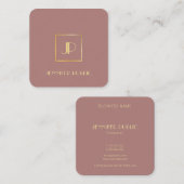 Carte De Visite Carré Or Monogramme Moderne Élégant Modèle Luxe (Devant / Derrière)