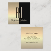 Carte De Visite Carré Or noir élégant moderne (Devant / Derrière)