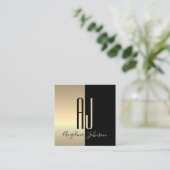 Carte De Visite Carré Or noir élégant moderne (Debout devant)