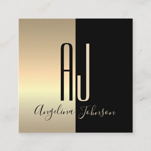 Carte De Visite Carré Or noir élégant moderne (Devant)