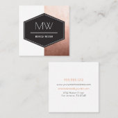 Carte De Visite Carré Or rose de monogramme (Devant / Derrière)