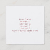 Carte De Visite Carré or rose monogramme sur marbre blanc (Dos)