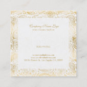 Carte De Visite Carré Or sur blanc Floral Paisley (Dos)