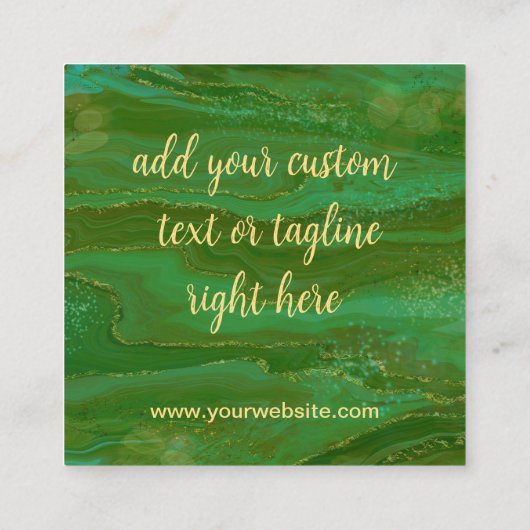 Carte De Visite Carré Or vert moderne (Dos)