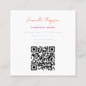 Carte De Visite Carré Orange bleu rose Abstrait QR Code moderne (Dos)
