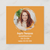 Carte De Visite Carré Orange Connect with Me Photo QR Code (Devant)