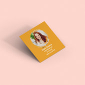 Carte De Visite Carré Orange Connect with Me Photo QR Code