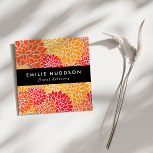 Carte De Visite Carré Orange Dahlia Flowers, Floristry, Flower shop