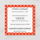 Carte De Visite Carré Orange Light Orange Chèques Motif & Logo (Dos)