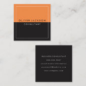 Carte De Visite Carré Orange noir deux tons avec bordure blanche (Devant / Derrière)