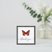 Carte De Visite Carré Orange Papillon Illustration Merci classique (Debout devant)