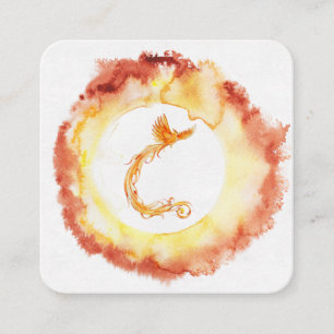 Carte De Visite Carré *~* Orange Red Flame Phoenix Ring Fire White