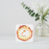 Carte De Visite Carré *~* Orange Red Flame Phoenix Ring Fire White (Debout devant)