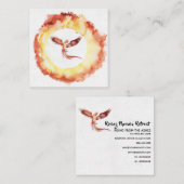 Carte De Visite Carré *~* Orange Red Flame Phoenix Ring Fire White (Devant / Derrière)