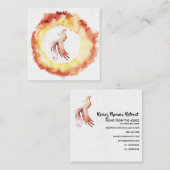 Carte De Visite Carré *~* Orange Red Flame Phoenix Rings Fire White (Devant / Derrière)