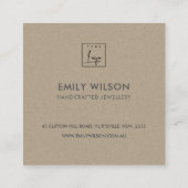 CARTE DE VISITE CARRÉ ORANGE RUST ABSTRAIT KRAFT SCANDI MERCI LOGO (Dos)