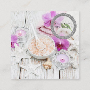 Carte De Visite Carré Orchidées au sel marin massage de fleurs aromathér