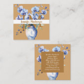 Carte De Visite Carré Orchidées Bleues Élégantes (Devant / Derrière)