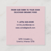 Carte De Visite Carré Organic Vegetables Delivery,  Farm  (Dos)