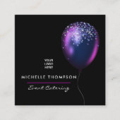 Carte De Visite Carré Organisateur d'événement Ballons iridescents foncé (Devant)