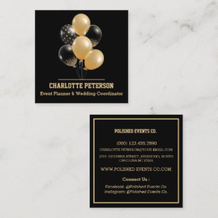 Carte De Visite Carré Organisateur d'événements avec ballons noirs et do