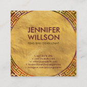 Carte De Visite Carré Ornement Phoenix et Dragon (Dos)