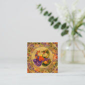 Carte De Visite Carré Ornement Phoenix et Dragon (Debout devant)