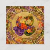 Carte De Visite Carré Ornement Phoenix et Dragon (Devant)