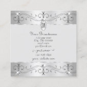 Carte De Visite Carré Ornementations argentées extravagantes Gris argent (Dos)