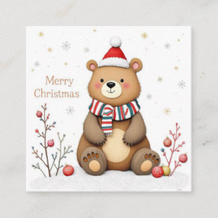 Carte De Visite Carré Ours de Noël