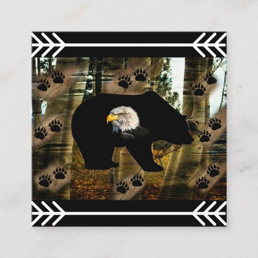 Carte De Visite Carré Ours Noir Ourson Ourson Ourson Ours Empreintes de  (Devant)