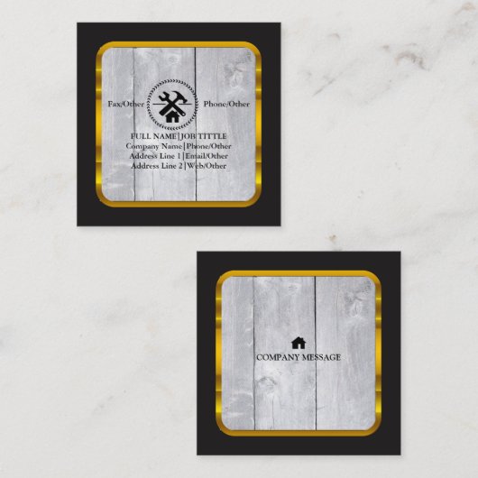 Carte De Visite Carré Outil de charpentier pour constructeurs profession (Devant / Derrière)