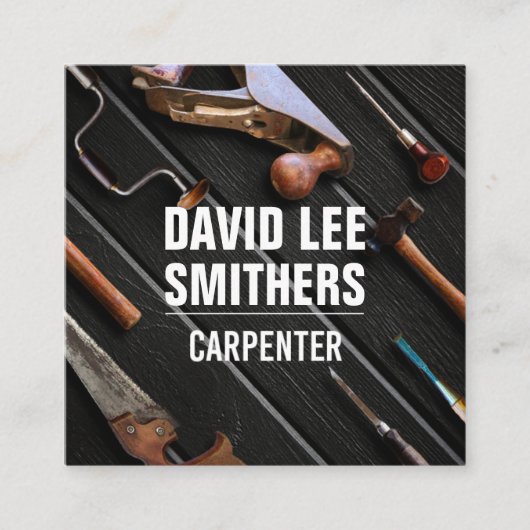 Carte De Visite Carré Outils Carpenter professionnels (Devant)