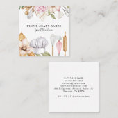 Carte De Visite Carré Outils de cuisson à l'aquarelle du chef pâtissier  (Devant / Derrière)