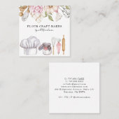 Carte De Visite Carré Outils de cuisson à l'aquarelle du chef pâtissier  (Devant / Derrière)