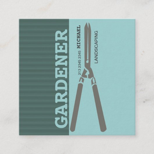 Carte De Visite Carré Outils de jardin de pelouse paysager ciseaux (Devant)