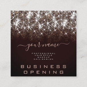Carte De Visite Carré Ouverture d'entreprise Lumineuse Parties scintilla