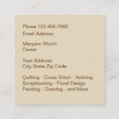 Carte De Visite Carré Ouvrage de la conception florale de coq (Dos)