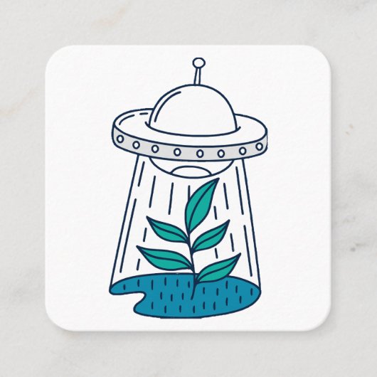 Carte De Visite Carré OVNI Alien (Devant)