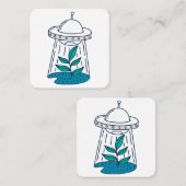 Carte De Visite Carré OVNI Alien (Devant / Derrière)