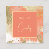 Carte De Visite Carré Paillote doré pastel lave-couleur QRcode (Devant)