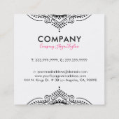 Carte De Visite Carré Paisley floral noir et blanc (Dos)