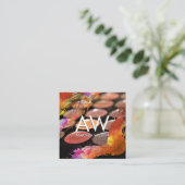 Carte De Visite Carré Palette de maquillage d'aquarelle moderne Monogram (Debout devant)