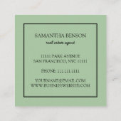 Carte De Visite Carré Palm Feuille Tropical Island Carré vert et blanc (Dos)