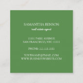 Carte De Visite Carré Palm Feuille Tropical Island Carré vert et blanc (Dos)