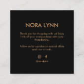 Carte De Visite Carré Palm Leaf Merci noir et or (Dos)