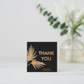 Carte De Visite Carré Palm Leaf Noir et Or Merci  (Debout devant)