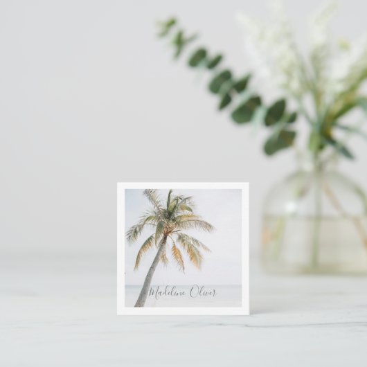 Carte De Visite Carré Palm Tree Tropical QR Code moderne (Debout devant)
